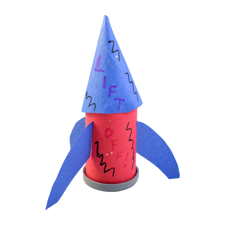 Simple baking soda rocket with construction paper body - Awesome Summer Science Experiments