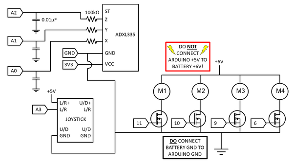  Circuit diagram for the automatic drone balancing circuit 
