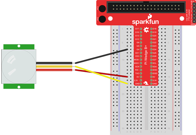 raspberry pi PIR breadboard