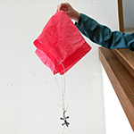 Simple parachute with a toy animal attached