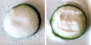 see which ingredients do the best job of drawing water from the cucumber / Family Science Activity