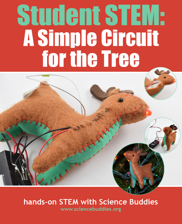 A reindeer ornament with a circuit to monitor the water level for a tree