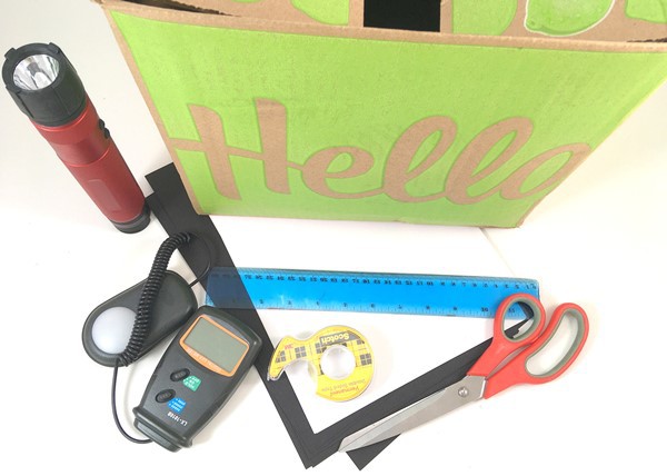 Cardboard box and other materials needed for this stealth technology science project.