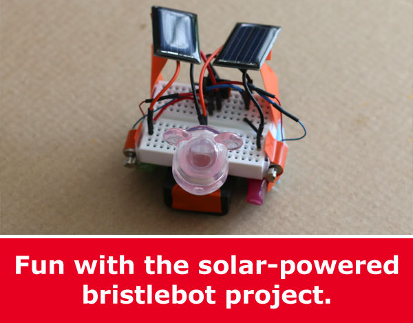 Advanced Bristlebot Solar-Powered Kit and Hands-on Robotics Project - bear head or googly eyes