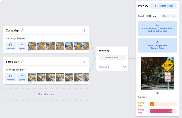 Screenshot of the machine learning program.