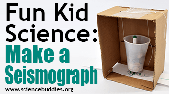 Simple seismograph example made from cardboard and paper with a plastic cup and a marker