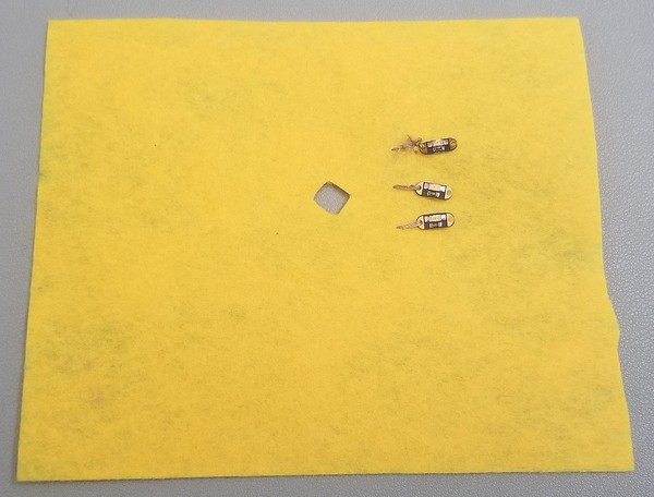 LEDs negative pins wired up with conductive thread. 