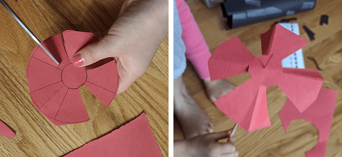 Cutting propeller from construction paper for solar updraft tower