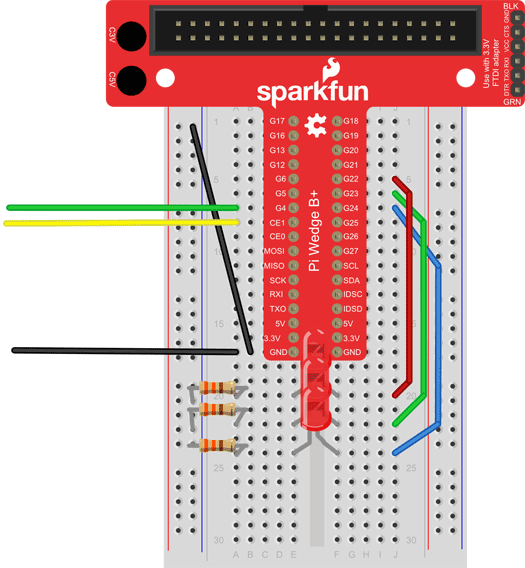 raspberry pi buzzer 3 LEDs