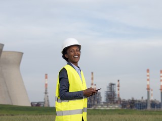 woman at power plant