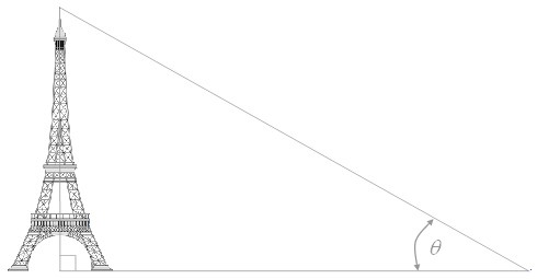 Drawing uses angles to measure the height of the Eiffel Tower