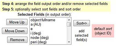 Rearranging parameters in an astroid database