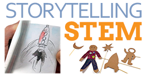 Five activities to pair STEM with storytelling, including images from flipbook and shadow puppet activities