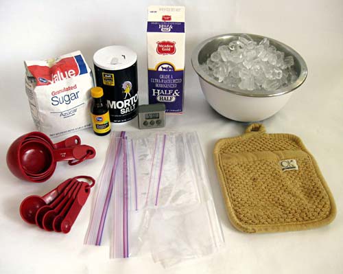 Materials for Ice Cream Bag activity