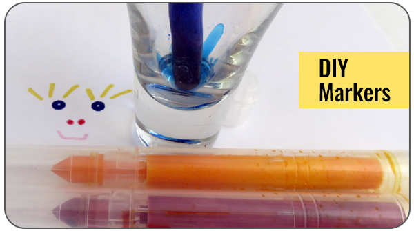 DIY markers and a chromatography strip testing a marker color