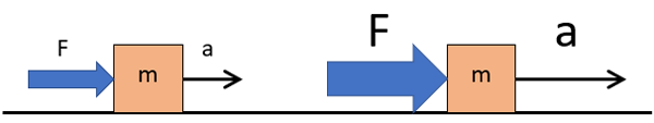 Diagram shows the relationship between force and acceleration