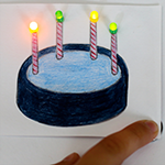 Sample cake card with LEDs made from a paper circuit