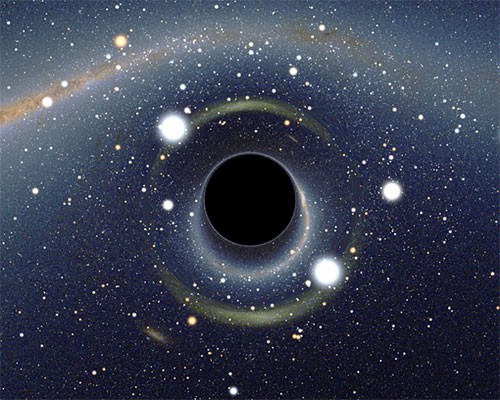 Drawing of a black hole in space