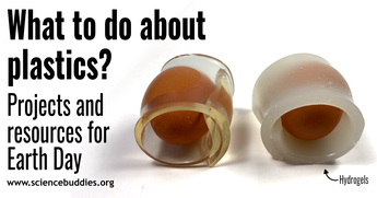 Images of hydrogels around eggs - Earth Day projects about plastics and plastic alternatives