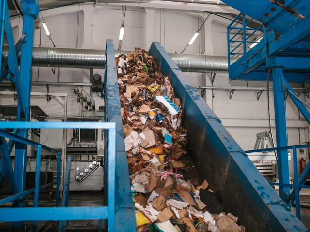 conveyor belt  in recycling plant