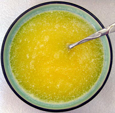 A bowl of melted butter