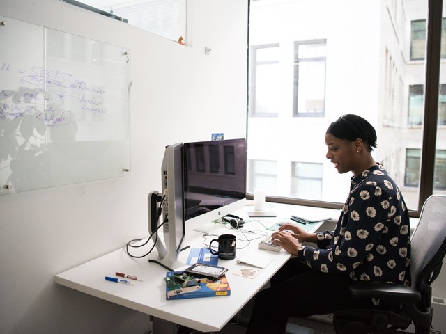 Woman working on computer