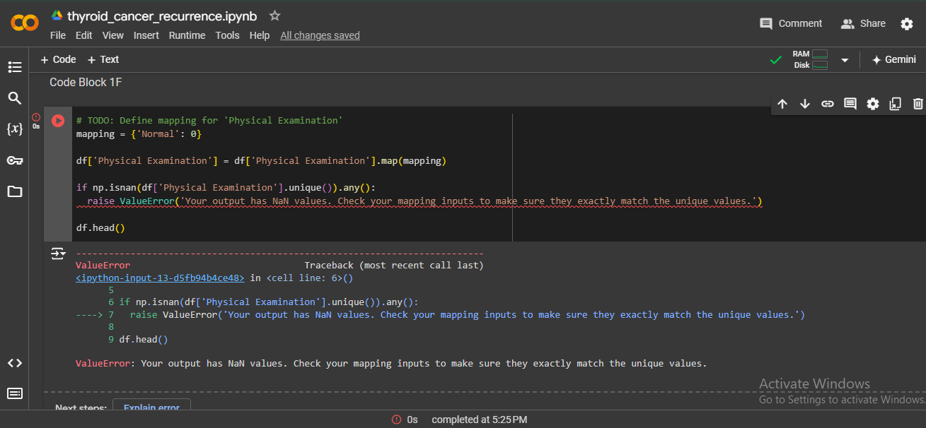 the screenshot of the error