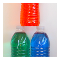 Three bottles stacked for activity to explore physics of carnival game - Awesome Summer Science Experiments