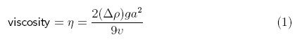 Equation for the viscosity of a falling sphere