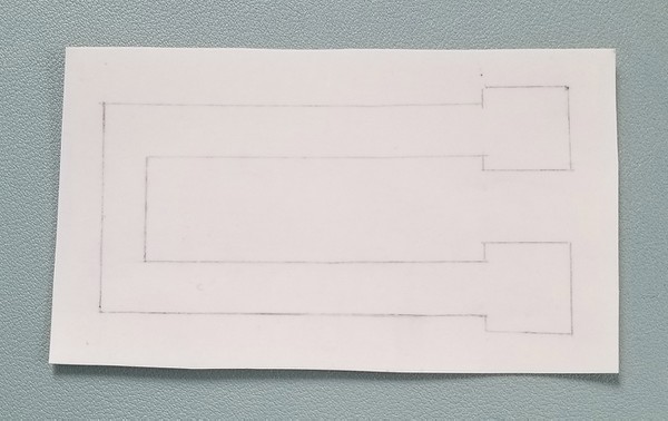 Trimmed edges roughly a half-inch rectangle around template shape. 