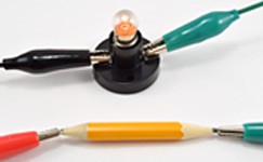 pencil connected to two resistors 