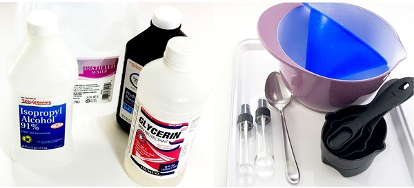 The materials needed to make hand sanitizer at home