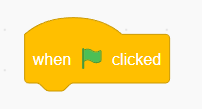 Screenshot of a green flag block in the program Scratch