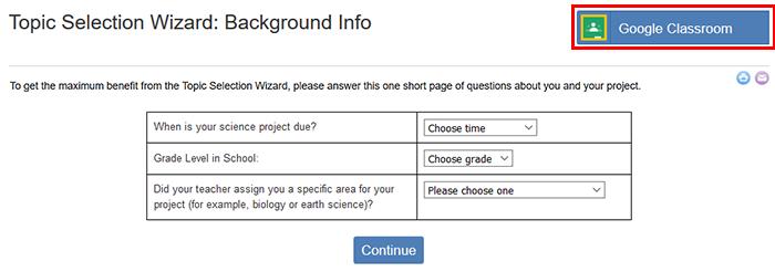 Cropped screenshot of a Create Assignment button highlighted on the Science Buddies Topic Selection Wizard