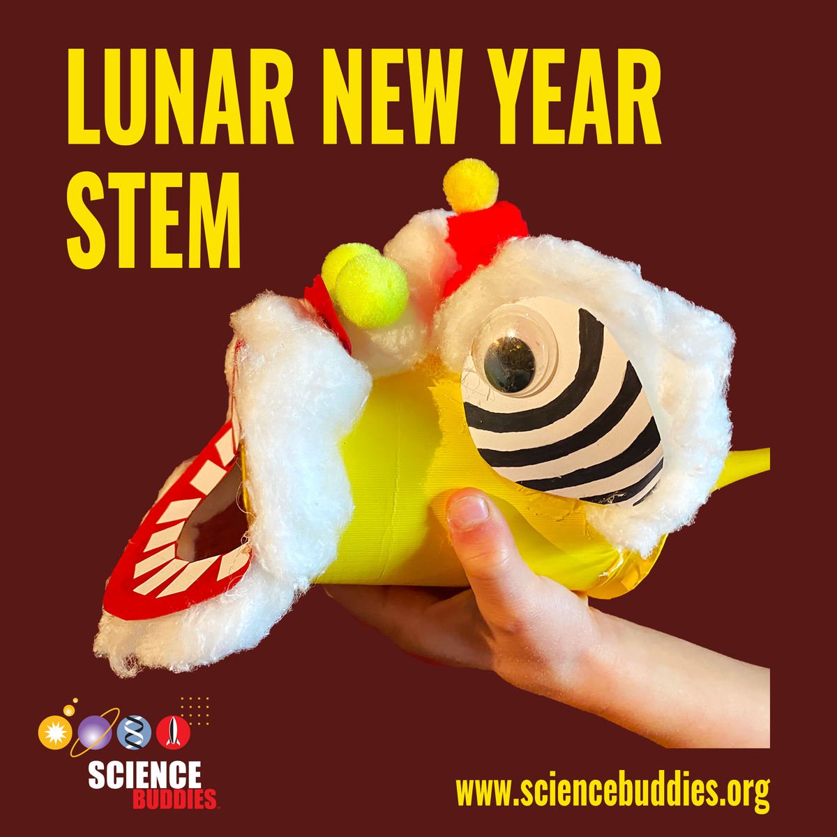 A Chinese lion-themed vortex air canon, part of Lunar New Year STEM Collection at Science Buddies