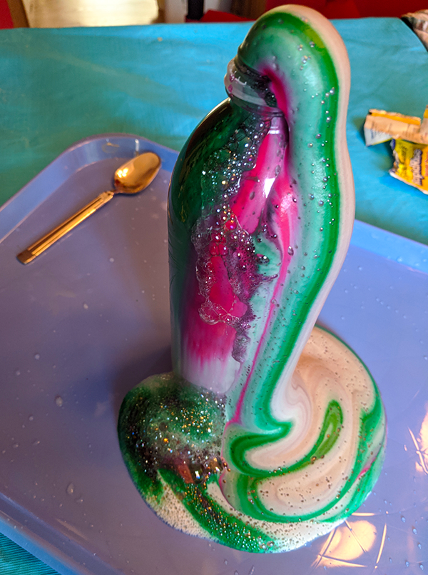 Green and magenta watermelon striped elephant toothpaste