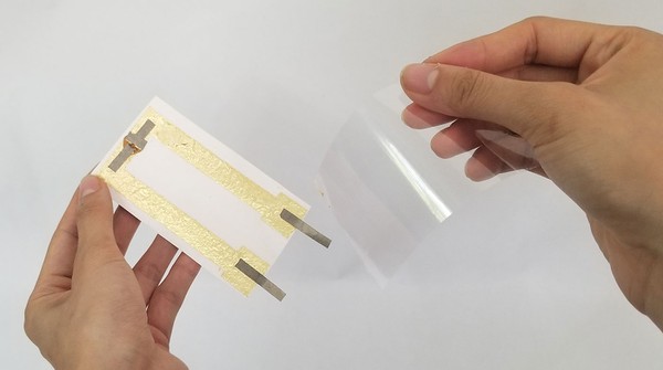 Plastic film completely peeled off from the temporary tattoo circuit. 