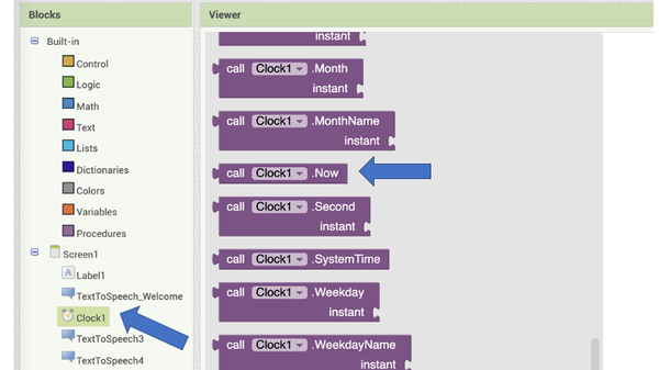 Clock component in block mode in the MIT app inventor