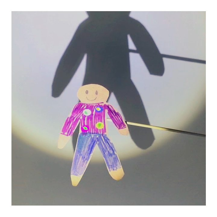 Cardboard shadow puppet with shadow on the wall - Awesome Summer Science Experiments