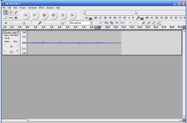 Screenshot of the program Audacity playing a sound recording