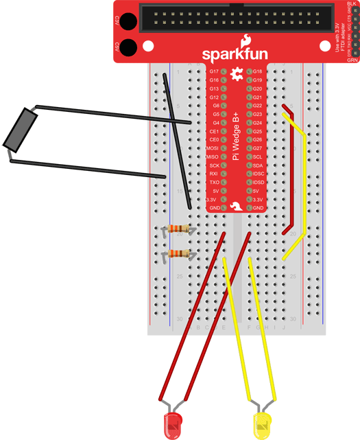 raspberry pi puppet breadboard 2nd LED