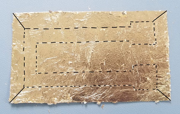 Diagram of how to cut the metal leaf circuit in preparation of removing the vinyl. 