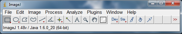 Screenshot of the menu bar in the program ImageJ