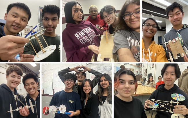 Collage of students, ages 15 and up, holding their 2024 Science Buddies Engineering Challenge solutions.