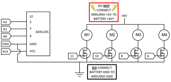 Circuit diagram for drone motion control circuit