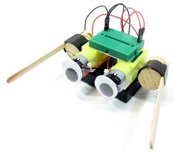 Photo of an assembled robot designed to dance for Flippy robotics project