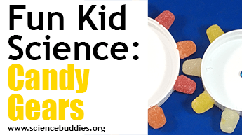 Candy gears made from candies and plastic container lids