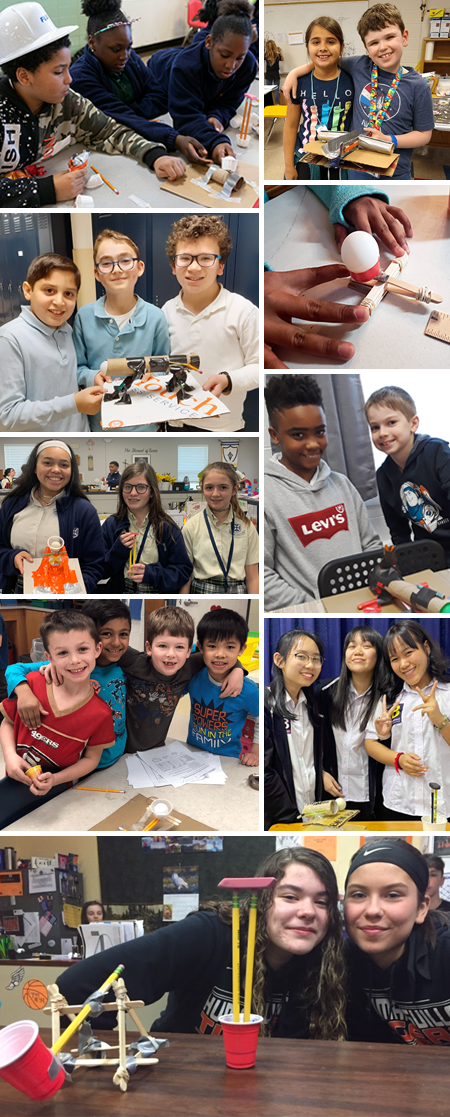 Grid of photos showing students from all over the world who entered the 2020 Engineering Challenge