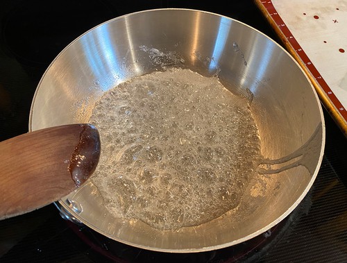 melting ingredients in saucepan 