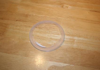 A plastic ring made from a cut lid